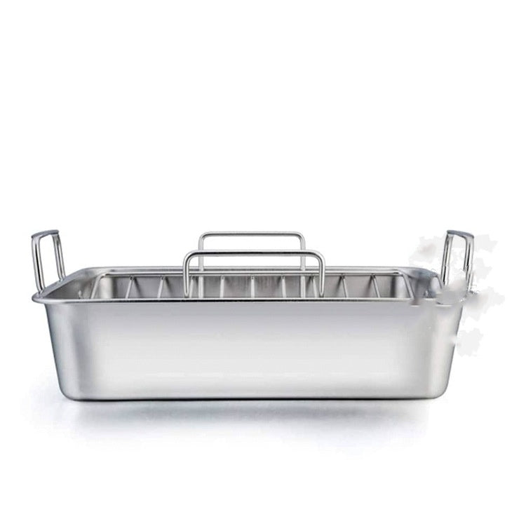Stainless Steel Outdoor Square BBQ Tray – Large Capacity Barbecue Grill Set
