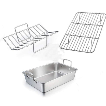 Stainless Steel Outdoor Square BBQ Tray – Large Capacity Barbecue Grill Set