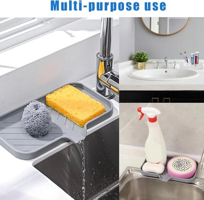 Silicone Kitchen Soap Tray & Sponge Holder | Sink Organizer for Counter & Bathroom