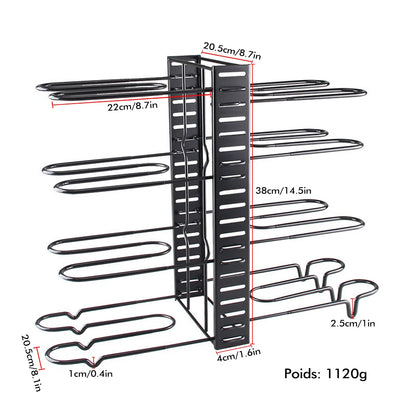 8-Tier Adjustable Metal Pot Rack Organizer – Durable Space-Saving Kitchen Cabinet Holder