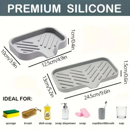 Silicone Kitchen Soap Tray & Sponge Holder | Sink Organizer for Counter & Bathroom
