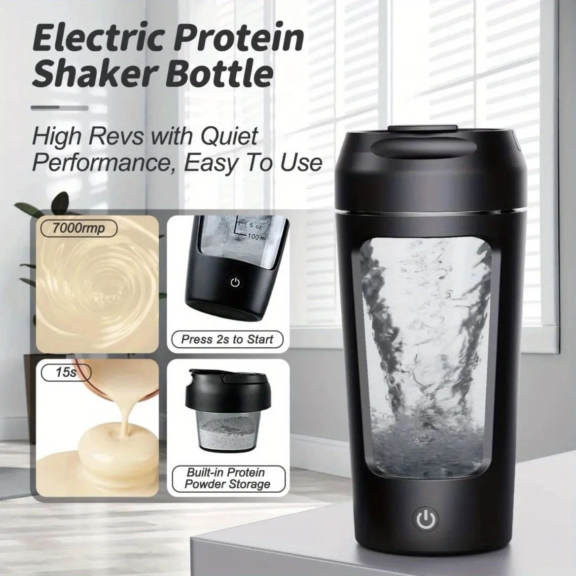 500ML Electric Protein Shaker Bottle – Automatic Mixing Cup for Gym & Outdoor