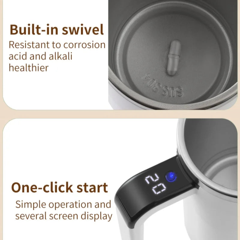 380ML Mini Electric Self-Mixing Coffee Mug – USB Rechargeable & Waterproof