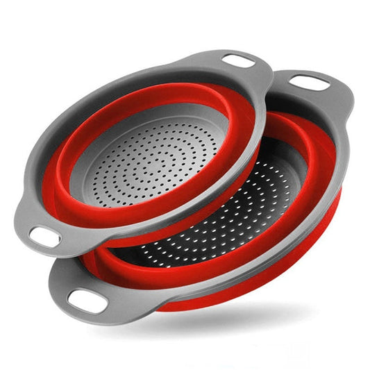 Folding Round Drain Basket Set (2PCS) | Circular Kitchen Strainer for Washing & Draining