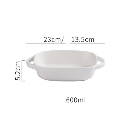 Ceramic Creative Binaural Rectangular Bakeware – Minimalist Tableware