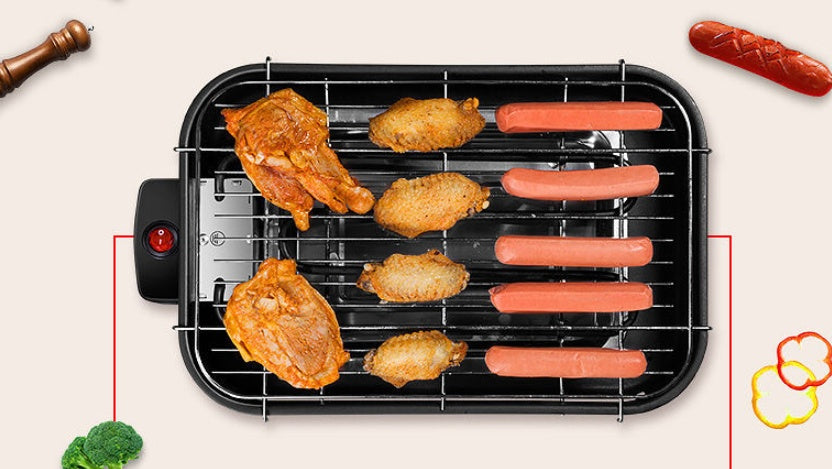 Household Non-Smoking Electric BBQ Grill Tray – Korean Style with Temperature Control